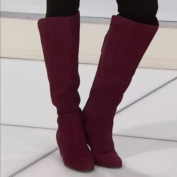 Wine suede boots Clearance